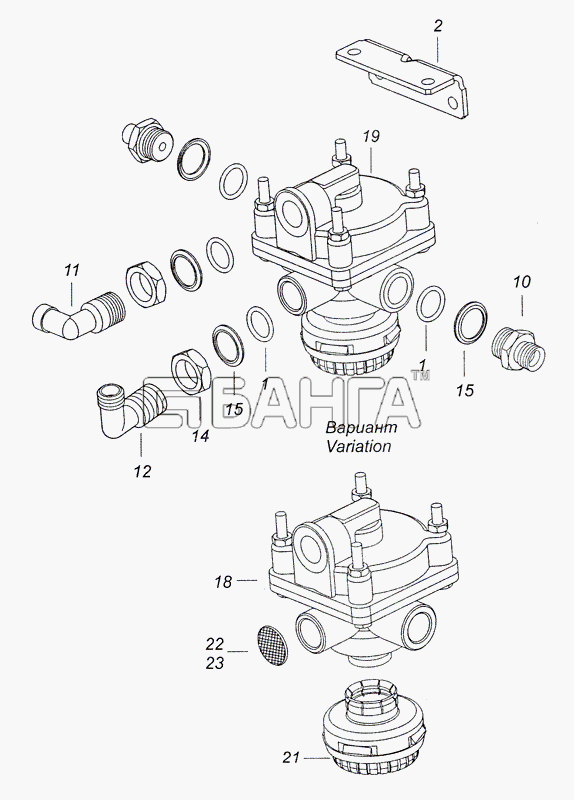 КамАЗ КамАЗ-4308 (2008) Схема 4308-3500018-20 Ускорительный клапан с